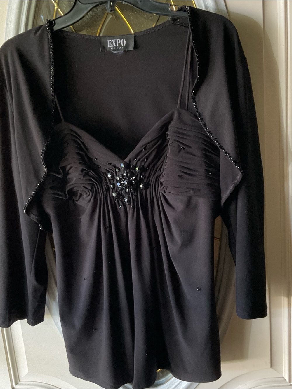 2 pc. Black EXPO Embellished Spaghetti-Strap Women’s TOP SET